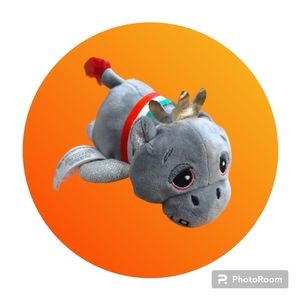 Cutitos Pizzaitos Hippo Plush Gray Hippopotamus Italian Sash Stuffed Animal 7"